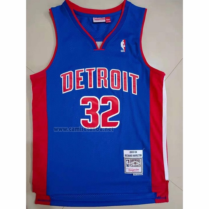 Camiseta Detroit Pistons Richard Hamilton #32 Mitchell & Ness 2003-04 Azul